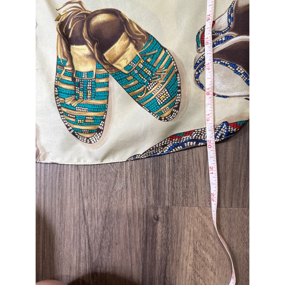 Ralph Lauren Silk Scarf Blouse Top XS Beige Moccasins Native American Luxury - Picture 5 of 11